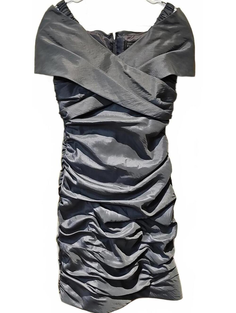 Adrianna Papell Occasions Gray Ruched Formal Dress - Women's Size 4